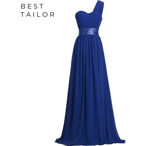 Royal Blue Bridesmaid Dresses Long Maid of Honor Gowns One Shoulder Lace Up Sky Blue Red Cuatom Make A-Line Wedding Party Guest