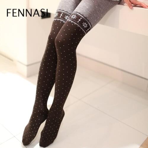 FENNASI New Fashion Polka Dot Women Tights Sexy Striped Casual Thick Warm Tights Female Cotton Winter Pantyhose Women Halloween
