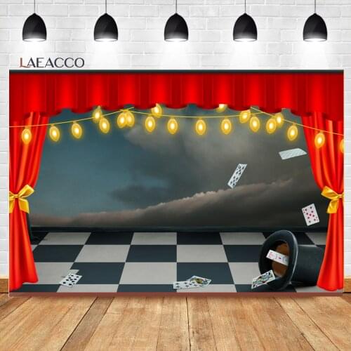Laeacco Baby Shower Background Circus Stage Magic Cards Performance Show Child Birthday Customized Portrait Photography Backdrop