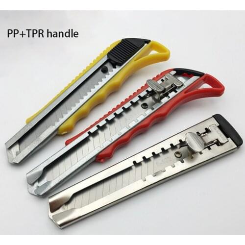 Retractable Utility Knife with PP+TPR Handle 18mm Large Paper Cutter work Knife Box Cutter Students Utility Knife Snap Off