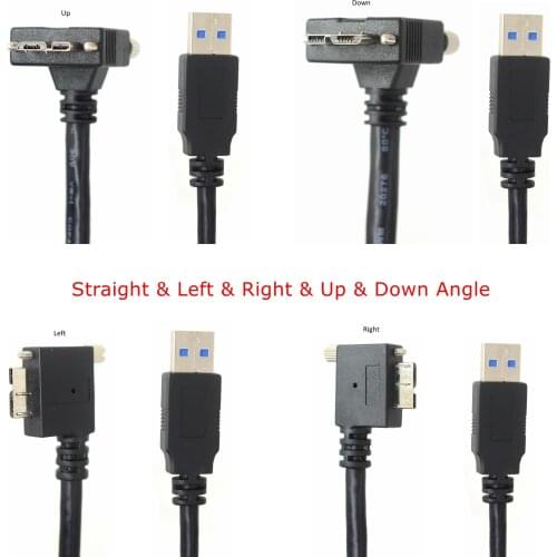 1.2m 3m 5m 5Gbps Micro B USB 3.0 Micro B Cable Wire With Panel Mount Screw Lock Connector for Industrial camera basler dalsa AVT