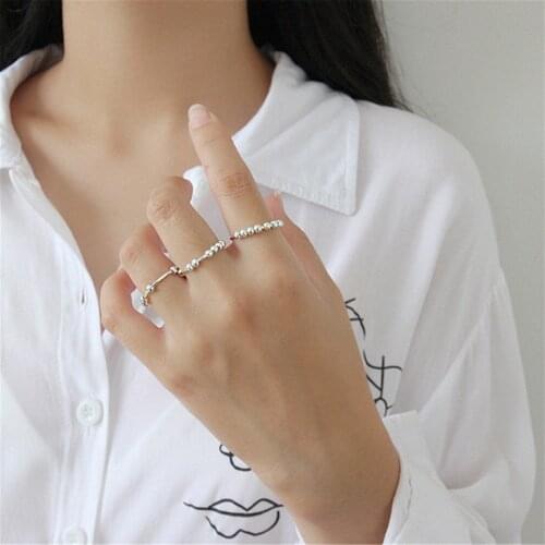 Spinner Fidge Beads Rings Women Minimalis Ring Reduce Stress Anxiety Ring Rotate Freely Beads Toy For Girl Women