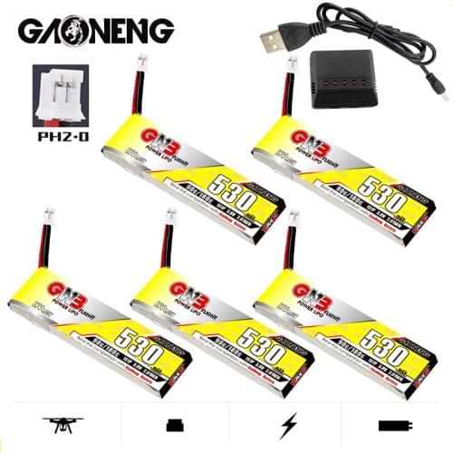 Gaoneng GNB 1S 3.8V HV LiPo Battery Charger Set 530mAh MAX 180C With PH2.0 Plug For RC Quadrotor Airplane FPV Racing Drone Parts