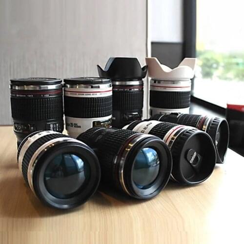 Camera Lens Mugs Coffee Tea Cup Mugs with Lid Novelty Creative Gifts Thermocup Thermo Mug 400ml Stainless Steel Liner