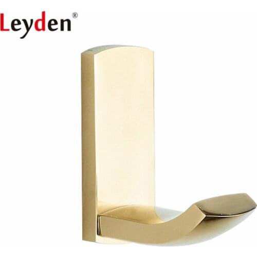 Leyden Gold Brass Bathroom Wall Mounted Robe Hook Modern Antirust Durable Towel Clothes Hat Hook Kitchen Bathroom Accessories