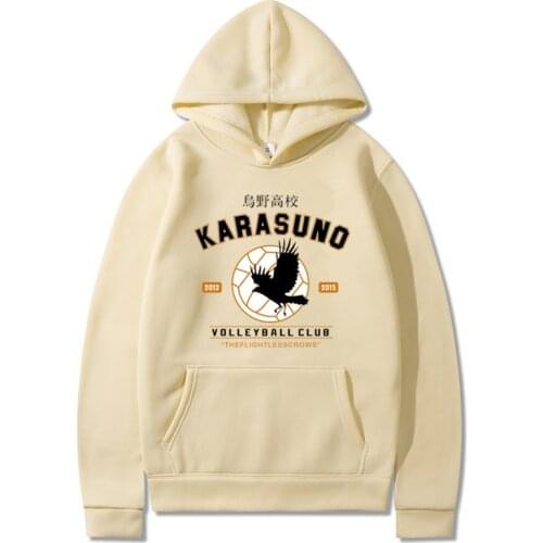 Men's Hoodies Cartoon Haikyuu Funny Japanese Anime Streetwear Harajuku Karasuno Fly High Graphic Sweatshirts Men Women Hoodie