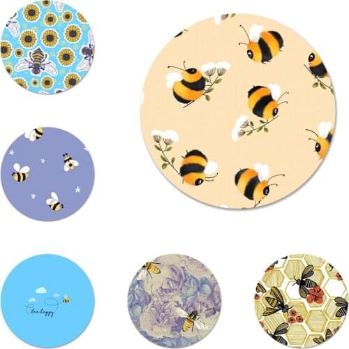 Cute Bumble Bee happy Badge Brooch Pin Accessories For Clothes Backpack Decoration gift 58mm