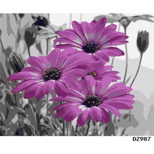 Purple Africa chrysanthemu flower DIY Digital Painting By Numbers Modern Wall Art Canvas Painting Unique Gift Home Decor 40x50cm
