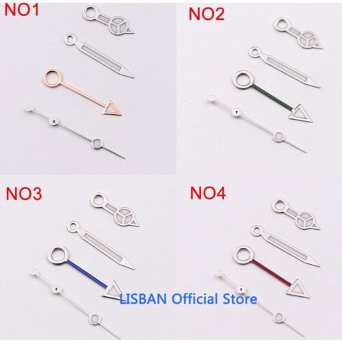 A set stainless steel edge luminous watch hands with GMT Pointer Fit For Mingzhu Automatic Movement Mens Watch