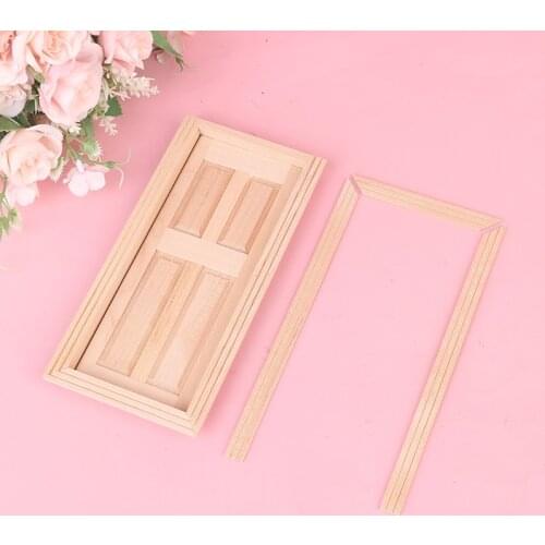 New Hot! 1/12 Scale Miniature 4 Panel Interior Wooden Door Unpainted DIY Dollhouse Furniture Dollhouse Accessories