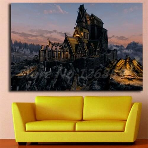 Ultra HD Skyrim Landscape Wallpapers Canvas Painting Print Living Room Home Decor Modern Wall Art Oil Painting Poster Artwork