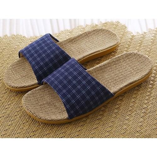 Wholesale Womens/Mens Summer Home Slippers Indoor Bathroom Couple Slides Ladies/Male Stripes Flip Flops Female Linen Sandals