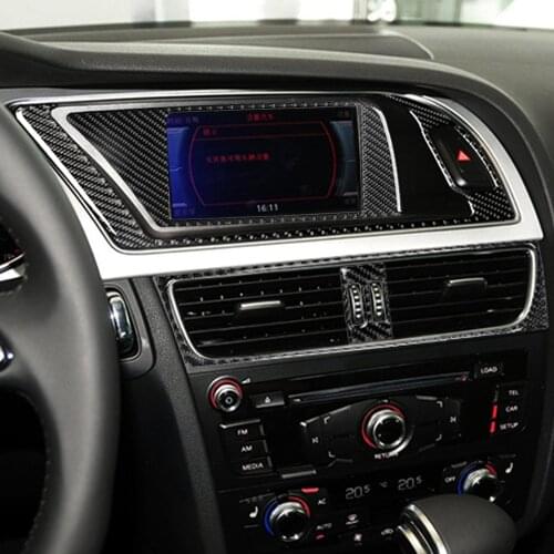 For Audi A4 A5 B8 Q5 Car Interior Navigation Air Conditioning CD Control Panel LHD RHD Real Carbon Fiber Sticker Car Accessories