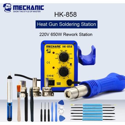 MECHANIC HK-858 220V 650W Heat Gun Soldering Station SMD Hot Air Rework Desoldering Station Blower For Phone Repair Welding Tool
