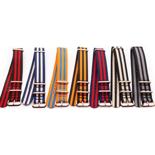 Luxury Seat Belt Nylon Watch Strap Multiple Color and Size 18MM 20MM 22MM 24MM Military Quality Durable Watch Band Pin Buckle