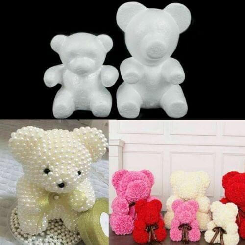 DIY Valentines Day Party Decoration Supplies Handmade Flower Arrangement Bear Foam Model Modelling Foam Bear White 1pcs