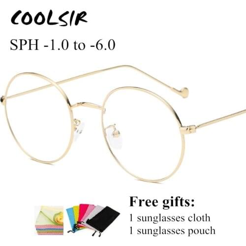 SPH -1.0 to -6.0 Finished Prescription Glasses For Myopia Men Women Elegant Round Alloy Frame Spectacles For Nearsighted UF44