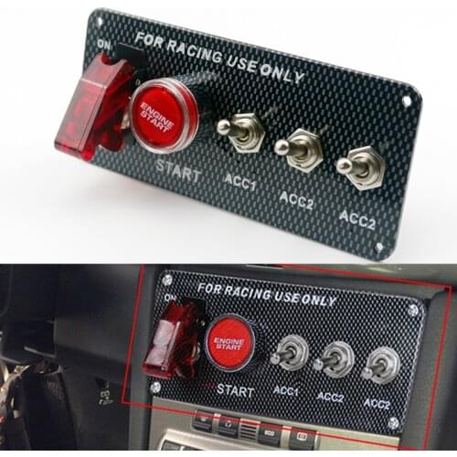 High Quality 12V LED Ignition Switch Panel for Racing Car Engine Start Push Button LED Toggle Switch Carbon Fiber with 2 / 5 ON