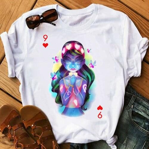 Tops t-shirt playing card gothic funny cards 9 vintage poker tshirt women t shirt grunge aesthetic clothes white womens clothing