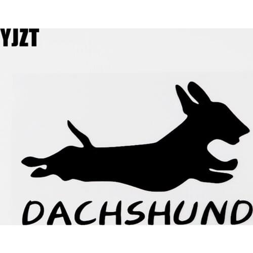 YJZT 15CM×9.3CM Fun Running Animal Dachshund Dog Vinyl Car Sticker Black/Silver 8C-0257