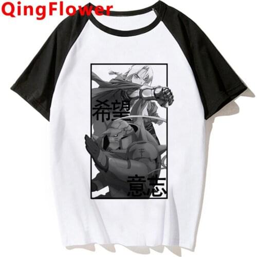 Fullmetal Alchemist Funny Cartoon Graphic T Shirt Men Japanese Anime T-shirt Graphic Kawaii Manga Tshirt Casual Top Tees Male