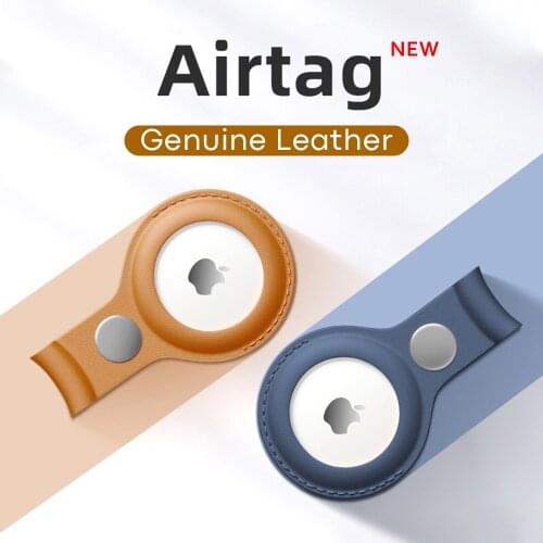 Protective Case for Apple AirTag 2021,Genuine Leather Tracker Holder with Key Chain, Anti-Scratch, Easy Carry AirTags Cover