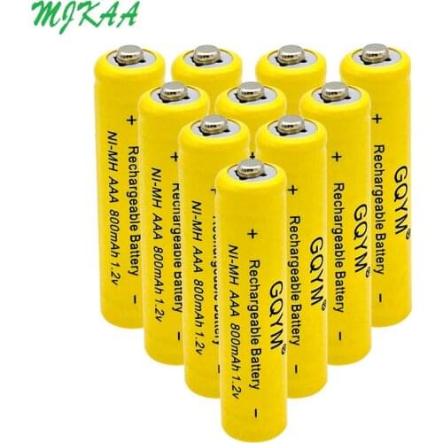 MJKAA 1.2V Ni-MH 800mAh Yellow AAA Rechargeable Battery for Remote Controls Radios Torches Clocks Toys Batteries