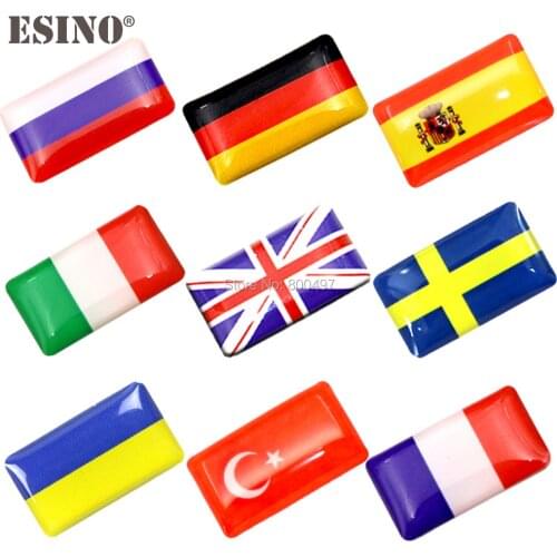2 x New Design 3D Decorative Car Styling Glue Decals Badges Car Styling Stickers Emblems Custom Motor Decal for National Flags