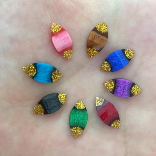 200PCS 7*15mm Resin Shiny Glitter Horse eye Flatback Rhinestone Appliques DIY Wedding Scrapbook Ornament Crafts SW06