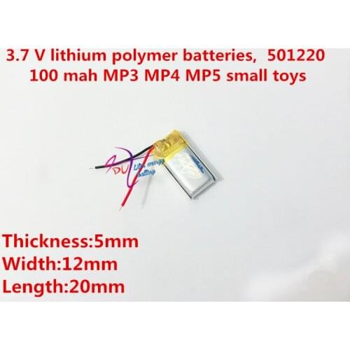 3.7V 100mAh 501220 Lithium Polymer Li-Po li ion Rechargeable Battery cells For Mp3 MP4 MP5 GPS