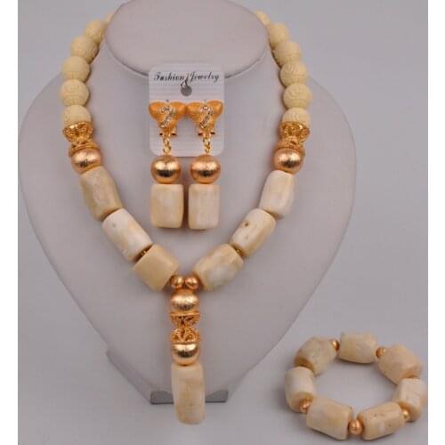 White Coral Beads African Jewelry Set Nigerian Wedding Coral Necklace Bridal Jewelry Sets 2-17-A3
