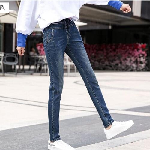 Lace Up Patches Pencil Pants Woman Scratched Stripe Elastic Waist Womens Jeans High Waist Stretch Skinny Ankle Length Pants