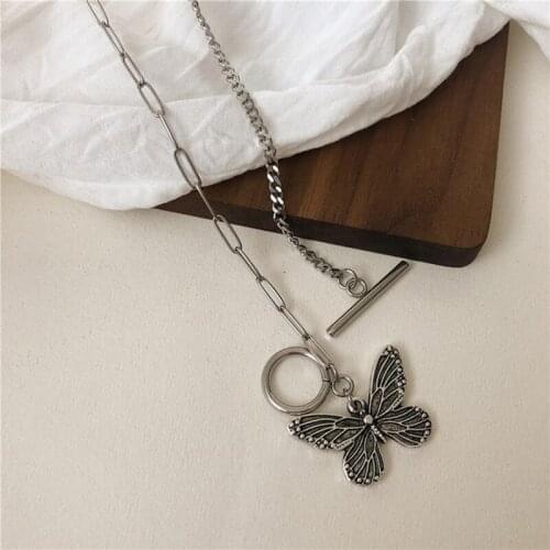 BLIJERY 2021 vintage jewelry charm butterfly choker necklace for women clavicle chain fashion hip hop collar necklace party gift