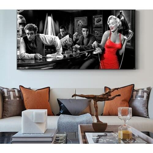 James Dean Marilyn Monroe Elvis Presley Canvas Paintings Posters and Prints Wall Art Pictures for Living Room Decor (No Frame)