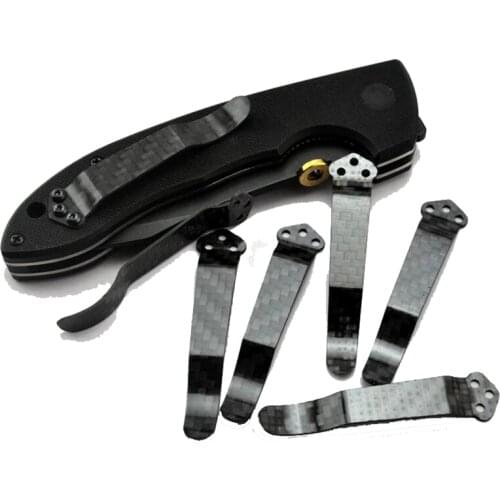 Carbon Fiber Knife Pocket Clip - Black - 3 Holes Custom Clip For Benchmade Knives griptilian Clip Emerson CQC-7 Pocket Clip
