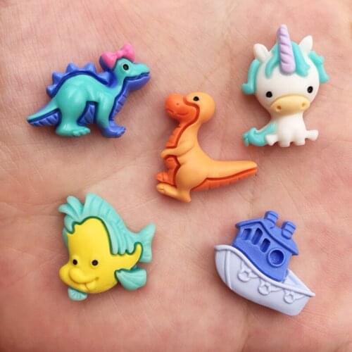 Resin Kawaii mix Colorful mini Dinosaur world Flatback Cabochon stone 10PCS scrapbook DIY Decor home figurine Craft