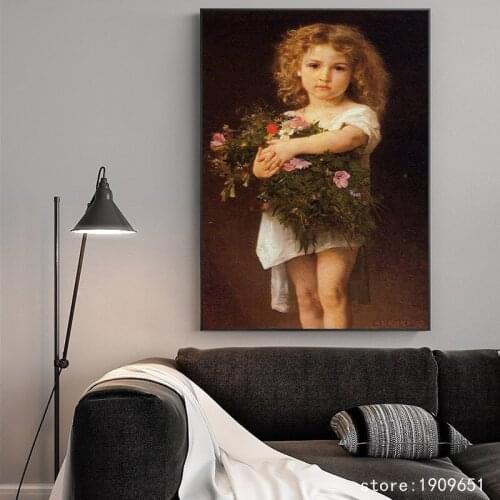 No frame classical figures angel girl flowers canvas printings oil painting printed on cotton home wall art decoration picture