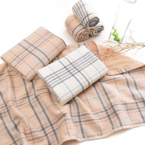 35x75cm Plaid Eco Cotton Towel Face Hand Hair Bath Towel Looped Terry Towel Adult Towel Family Hotel General Use