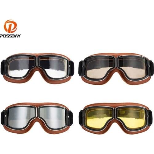 POSSBAY Motorcycle Goggles Outdoor Cycling Anti-UV Protective Gears Eyewear Off-Road Ski Sport Motocross Glasses for Harley