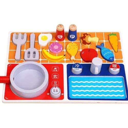 Kitchen Toys sets Mini Safety wooden Food gas stove Childrens Pretend Play Early Education Toy For kids Christmas gifts