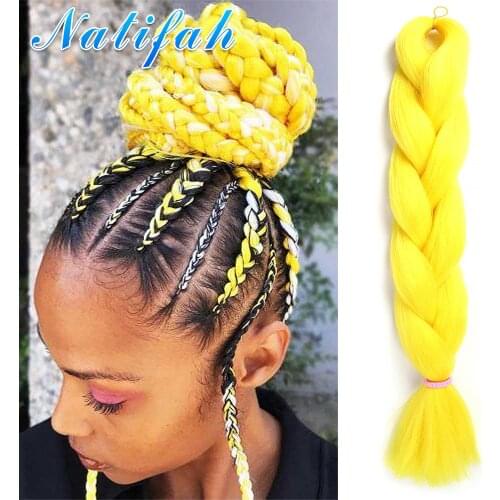 Natifah Jumbo Braids Kanekalon 24 Inch Color Braiding Synthetic Hair Extensions Braid Hair for 100 Colors Heat Resistant Fiber