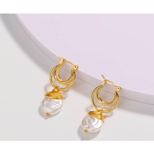 New Fashion Multi Layer Golden U Shaped Pearl Earrings Vintage Earclip Pearl Drop Earrings For Women Girls Jewelry Gifts
