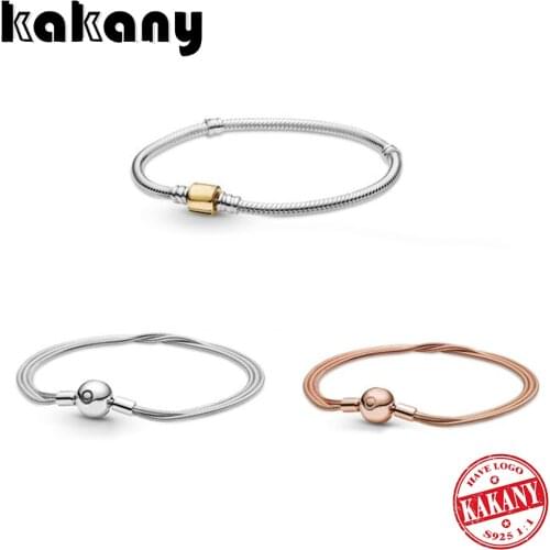 Spring 2021 New Style 925 Sterling Silver Two-tone Barrel Buckle, Multi-snake Chain Bracelet, Suitable For Diy Pendant Bracelet