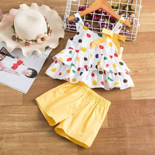Toddler Girls Clothes Cherry Vest Dress+Cotton Short Pants 2pcs Clothing Set Fashion Summer Kids Girls Casual Sets 2-6 Years