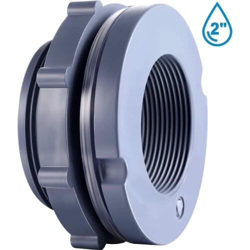 Outus PVC Bulkhead Fitting for Rain Barrels, Aquariums, Ponds or Water Tanks Plastic (2 Inches DN50)