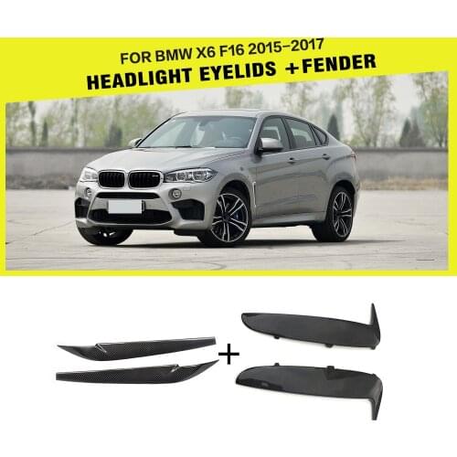 For BMW F16 X6 Utility Front Headlight Eyelids and Racing Side Fender Vent Air Intake Carbon Fiber Cover 2014 - 2018