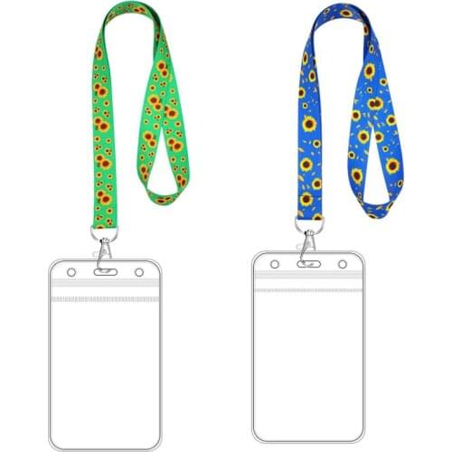 Sunflower Lanyard Transparent Card Holder Waterproof Clear Badge Holder for Keys ID Card Plane Ticket