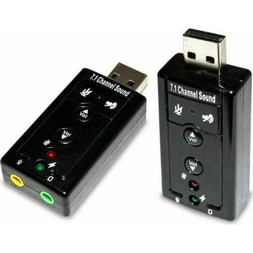 Portable USB 2.0 Jack Audio Sound Card Stereo Adapter Black Mic Speaker Headphone 7.1 Channel 3D for PC Laptop Desktop