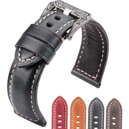 Genuine Leather Watch Strap Bracelet 20mm 22mm 24mm 26mm For Pam Women Men Cowhide Watchbands Clock Watch Accessories