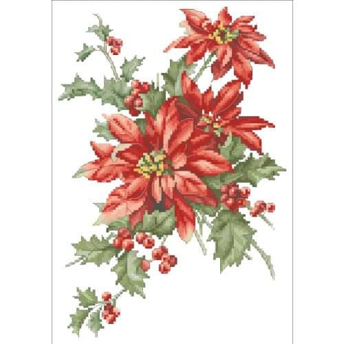 Christmas safflower cross stitch package flower 18ct 14ct 11ct cloth cotton thread embroidery DIY handmade needlework
